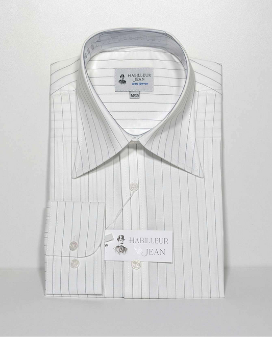 Chemise col français à rayure tennis noire