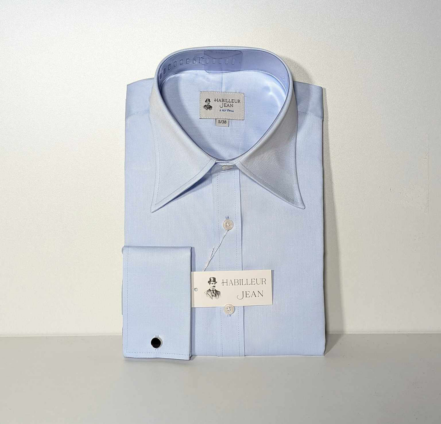 Chemise Bleue col français double retors