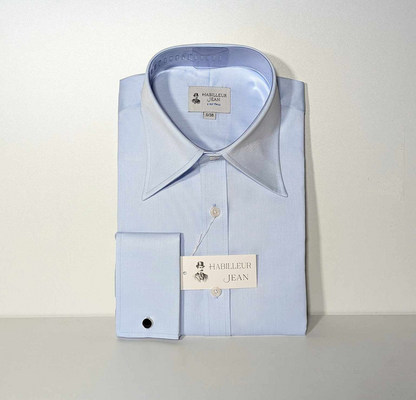 Chemise Bleue col français double retors