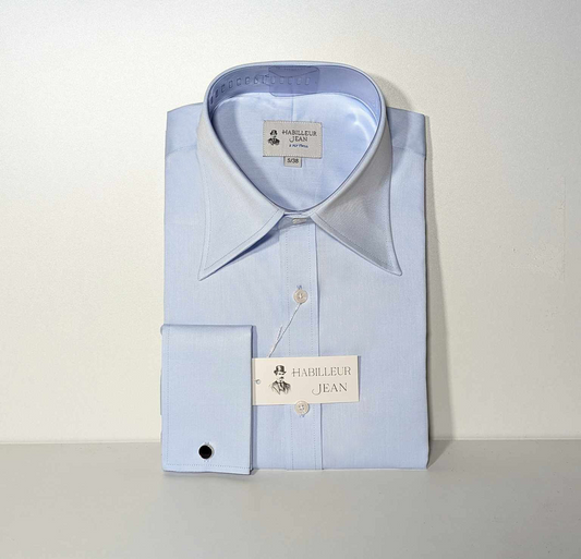 Chemise Bleue col français double retors