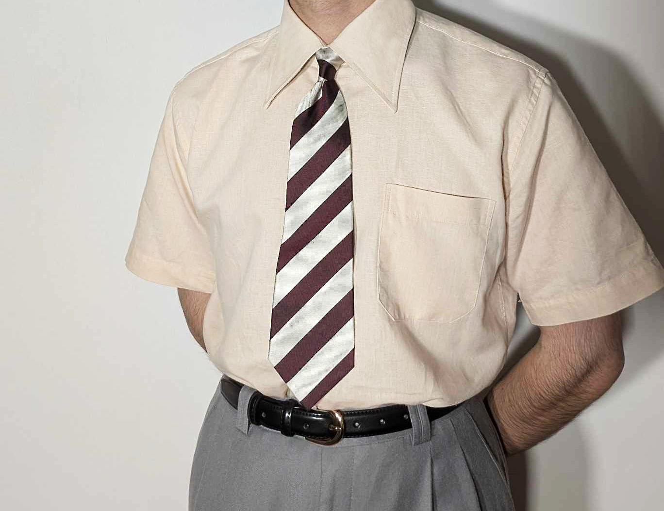 Chemise col français en lin et coton vintage