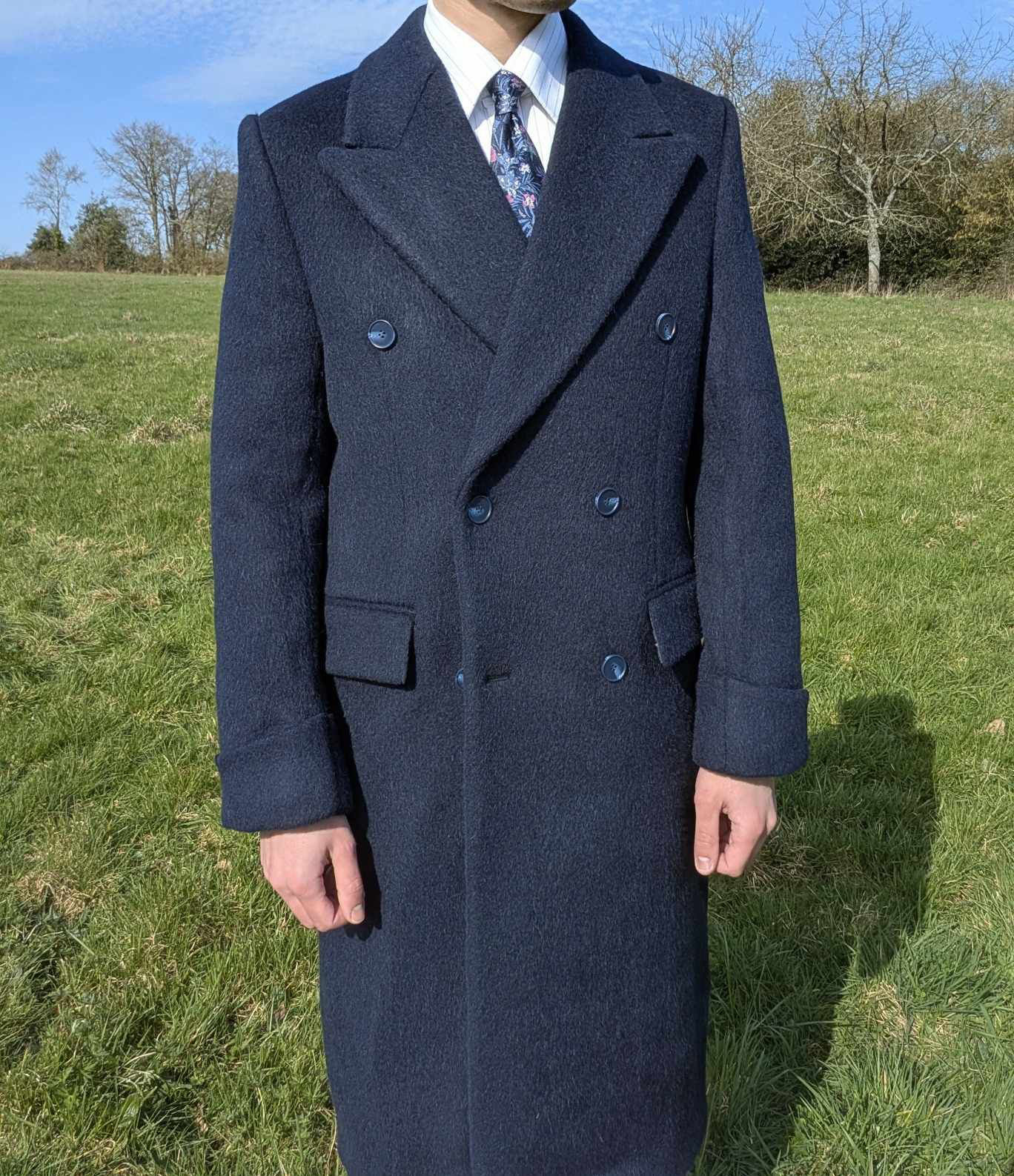 [Limited Edition] Navy Double-Breasted Coat in Wool/Alpaca
