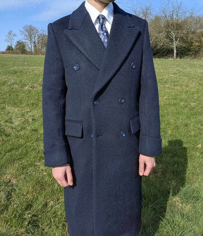[Limited Edition] Navy Double-Breasted Coat in Wool/Alpaca