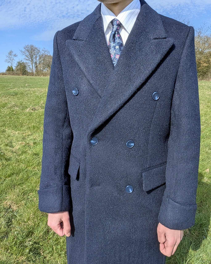 [Limited Edition] Navy Double-Breasted Coat in Wool/Alpaca