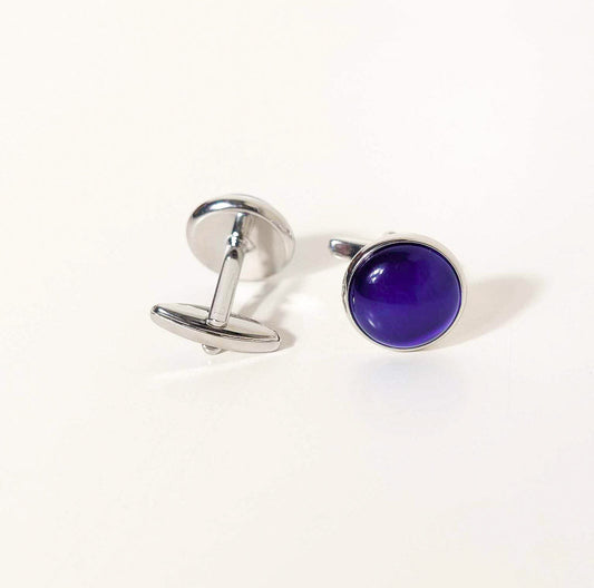 Boutons de manchette vintage bleu marine saphir