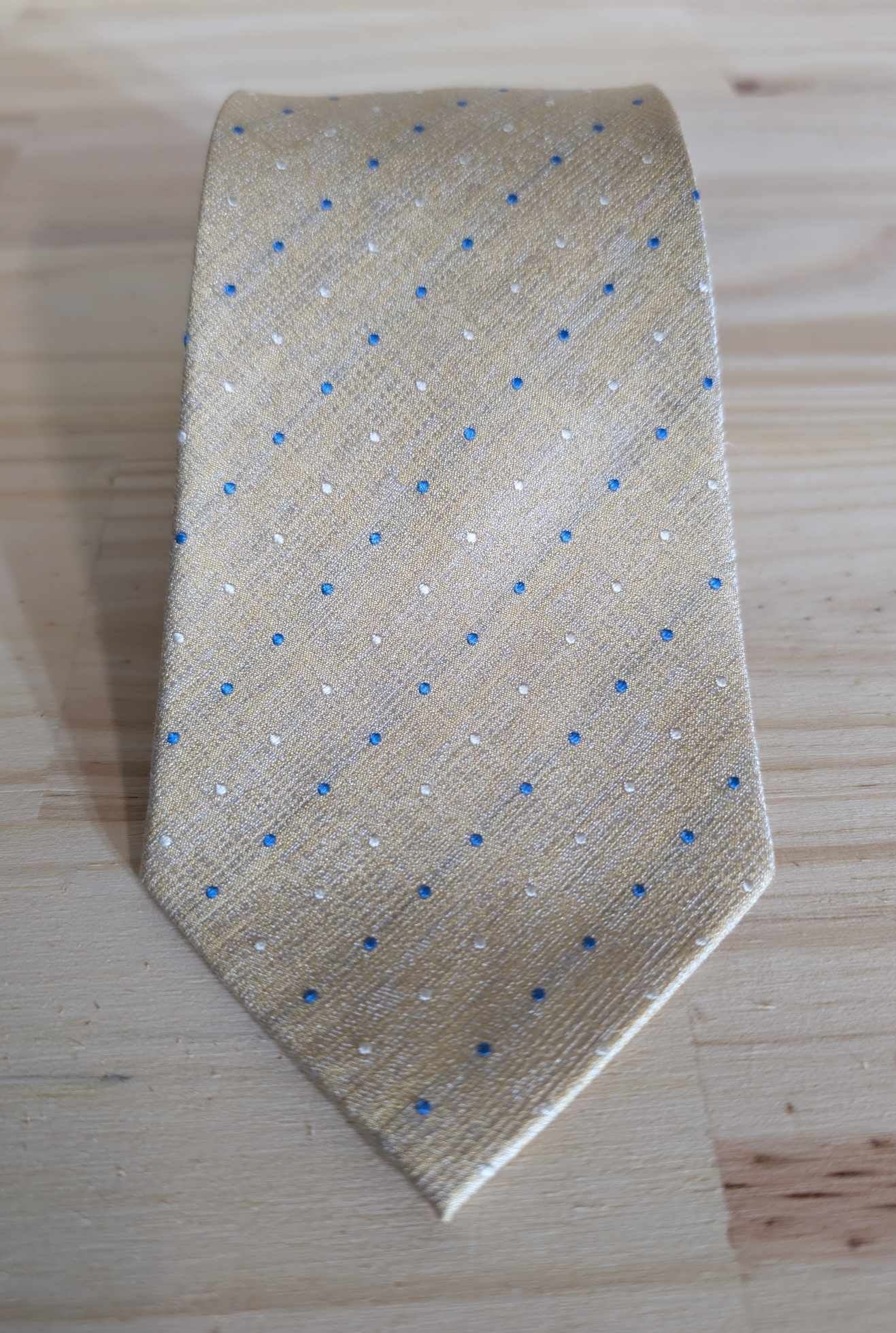 Cream polka dot silk tie