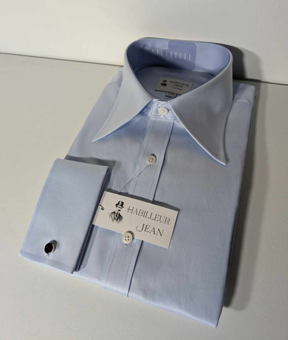 Chemise Bleue col français double retors