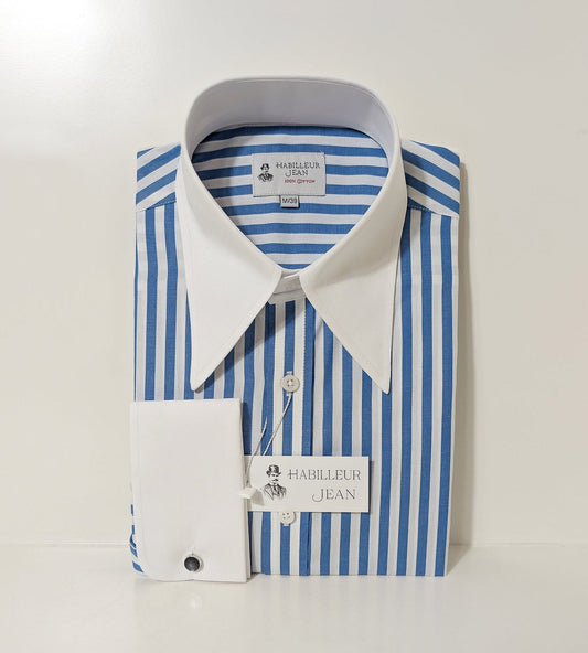 Blue Stripe spear collar Shirt