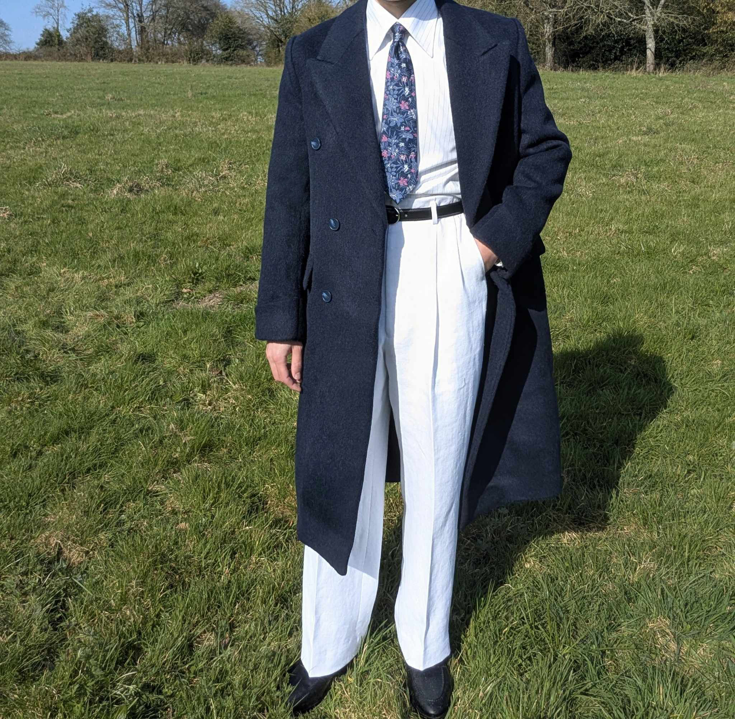 [Limited Edition] Navy Double-Breasted Coat in Wool/Alpaca