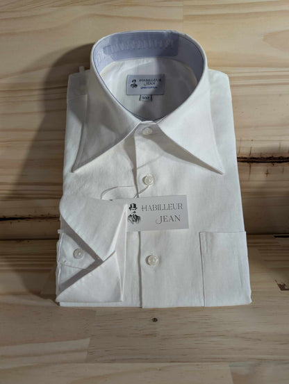 Chemise col français en lin et coton vintage