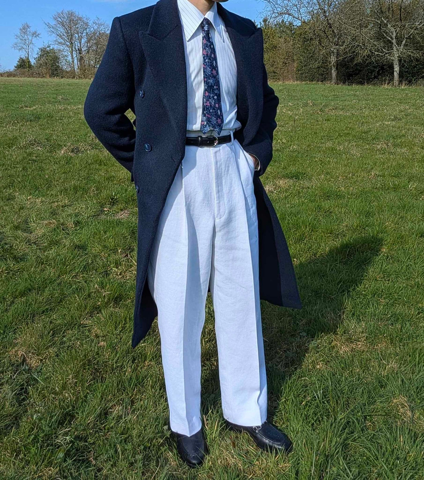 [Limited Edition] Navy Double-Breasted Coat in Wool/Alpaca