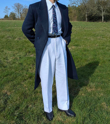 [Limited Edition] Navy Double-Breasted Coat in Wool/Alpaca