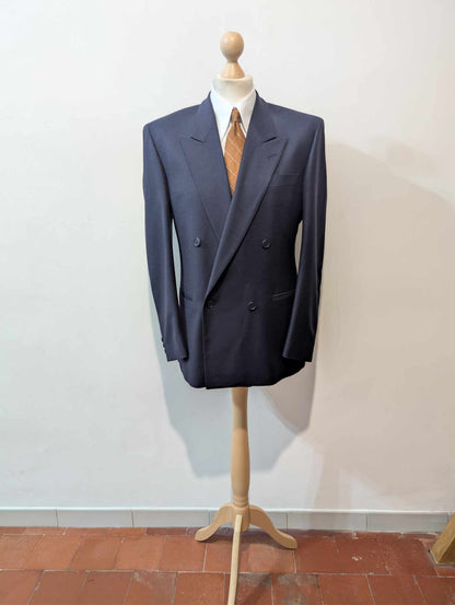 Élégante veste croisé bleu marine en flanelle lourde