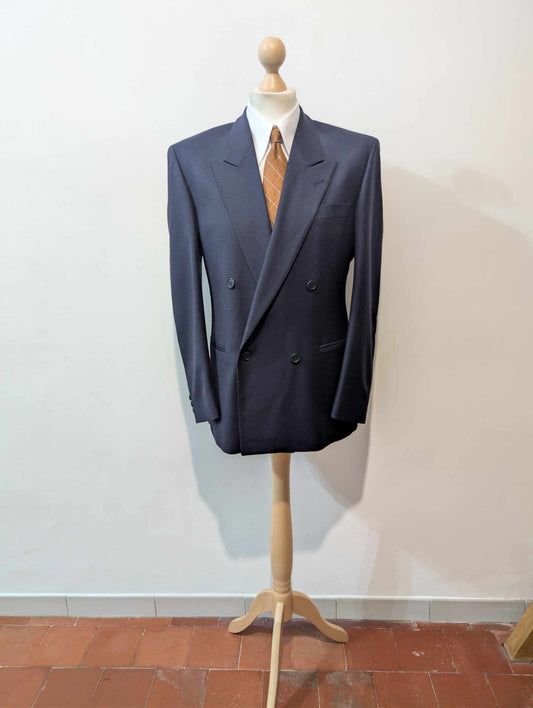 Élégante veste croisé bleu marine en flanelle lourde