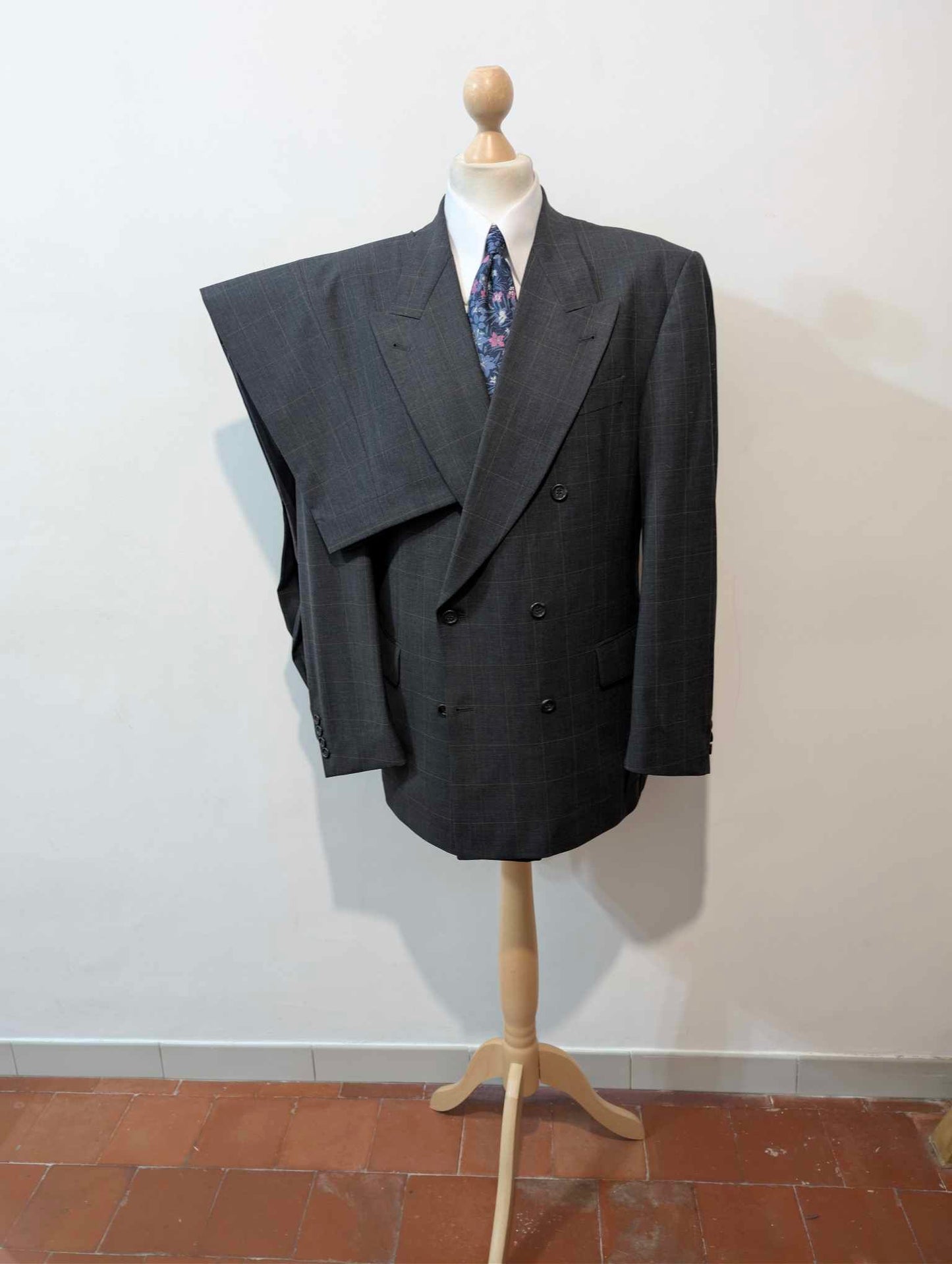 Majestic Checkered Double-Breasted Wool Suit