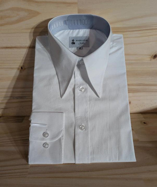 Chemise en Coton avec col en pointe avec boutons cachés 10cm