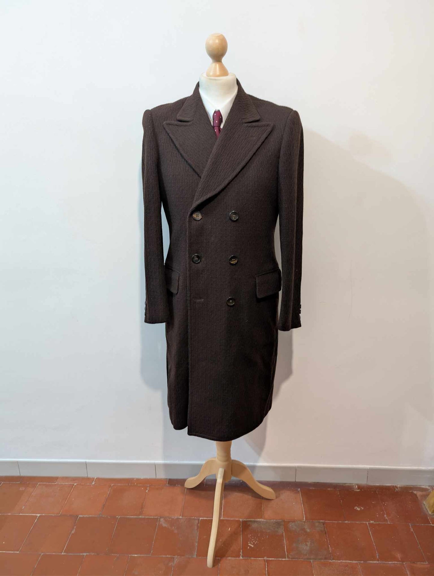 Sublime manteau croisé marron en laine