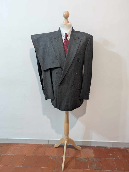 Magnifique costume croisé gris en flanelle