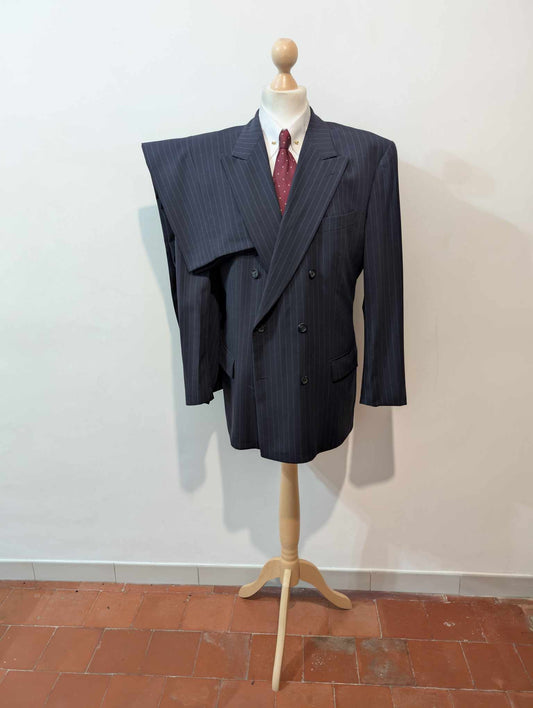 Exceptionnel costume croisé pinstripe en laine froide