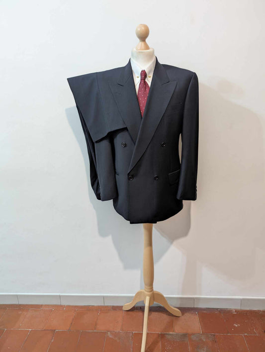Redoutable costume croisé bleu marine en laine