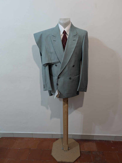 Mignon costume croisé bleu vert en laine légère