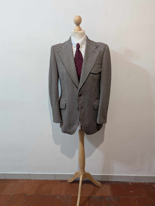 Excellente veste à motif pied de poule en laine