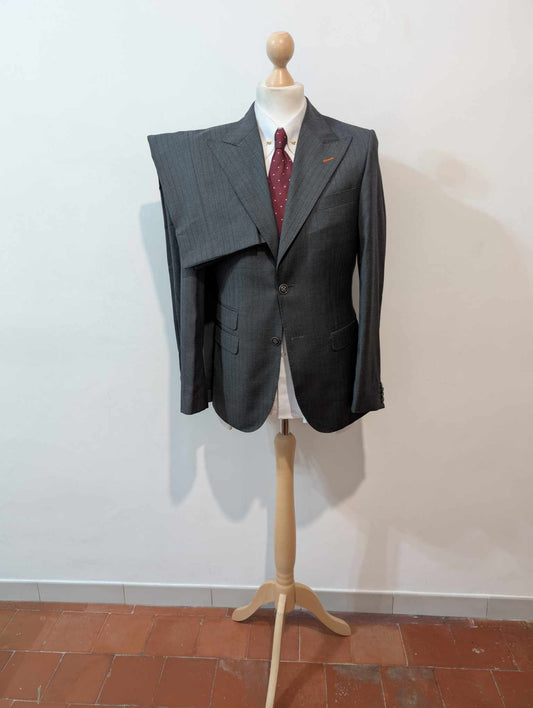 Fabuleux costume gris a rayure en laine