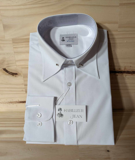 Chemise col à épingle écarté en coton mélangé