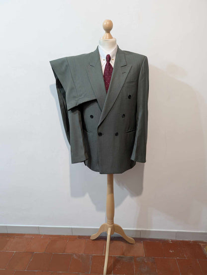 Magnifique costume croisé vert en laine