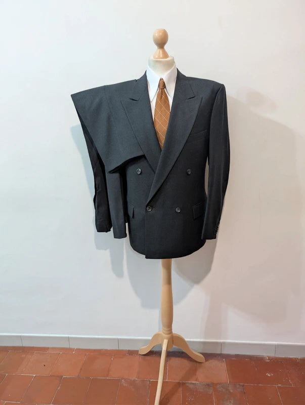 Fabuleux costume croisé gris en laine