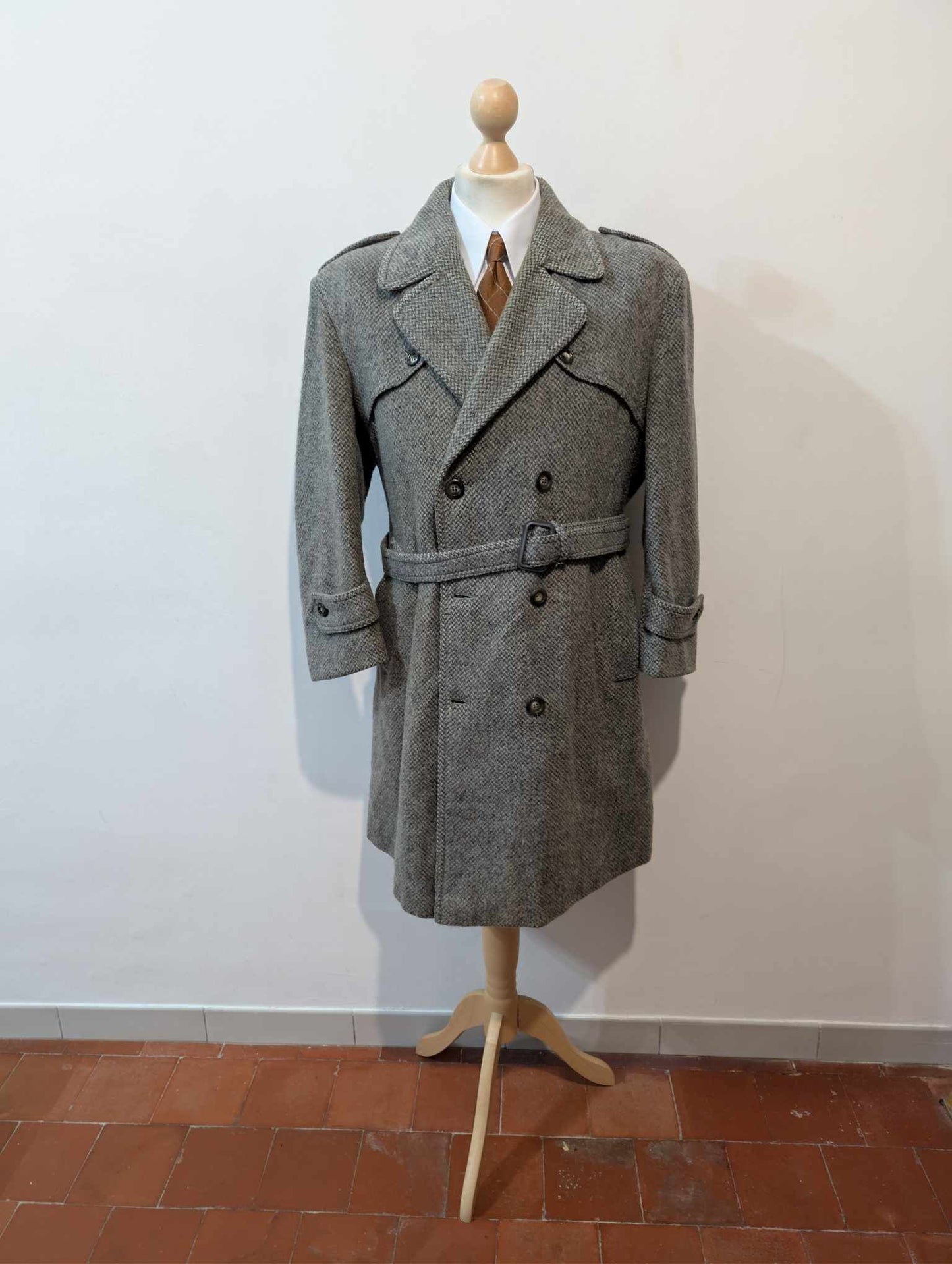 Robuste trench coat en tweed