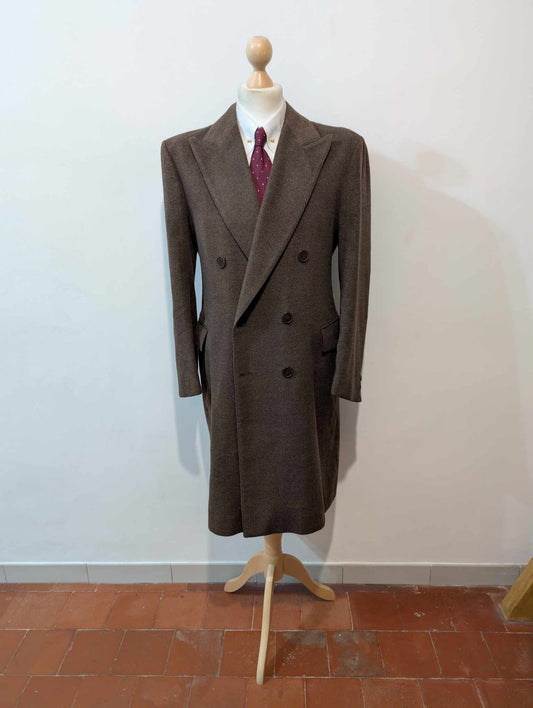 Fabuleux manteau croisé marron a chevron