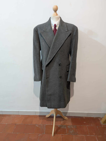Ancien manteau croisé bespoke en laine épaisse