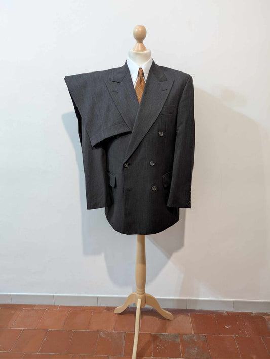 Splendide costume croisé gris en laine