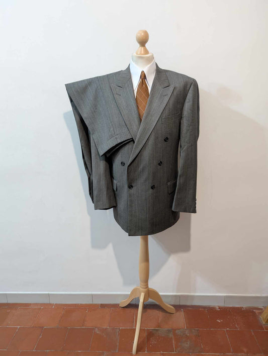 Spectaculaire costume croisé gris en laine