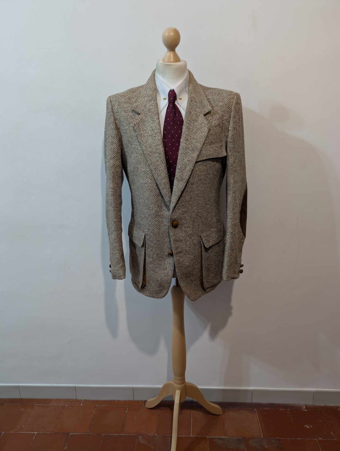Rarissime veste de couleur beige en donegal tweed