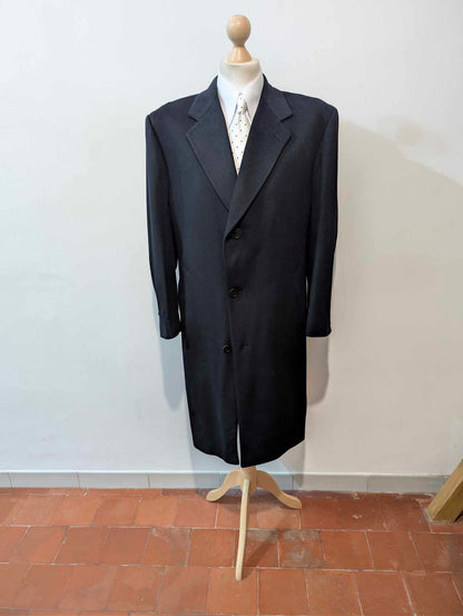 Eleganter marineblauer Wollmantel