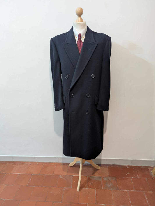 Magnifique manteau croisé bleu marine en laine