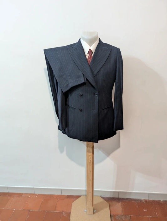 Extraordinary double-breasted chalkstripe flannel suit