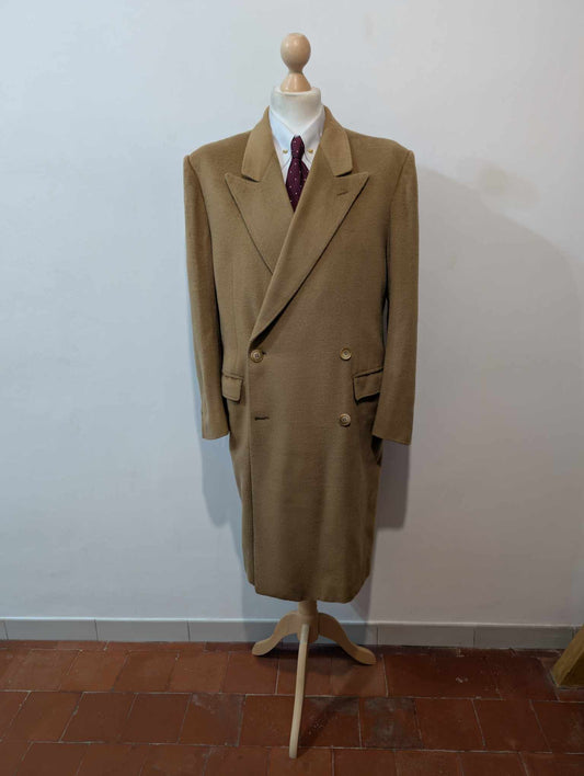 Rarissime manteau croisé Camel en vigogne