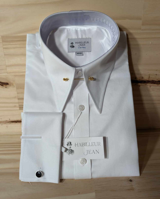Chemise à épingle proche blanche en twill double retors