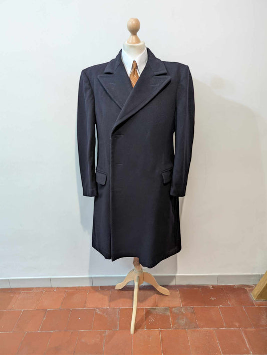 Robuste manteau croisé bleu marine en laine