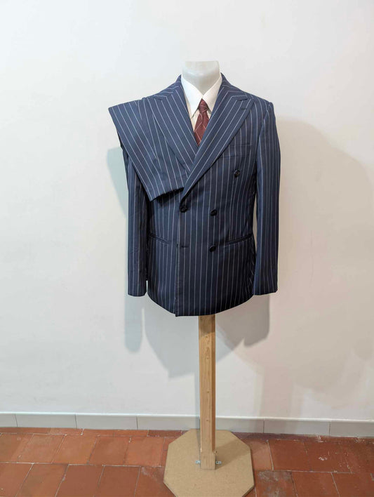 Fabuleux costume croisé pinstripe en laine