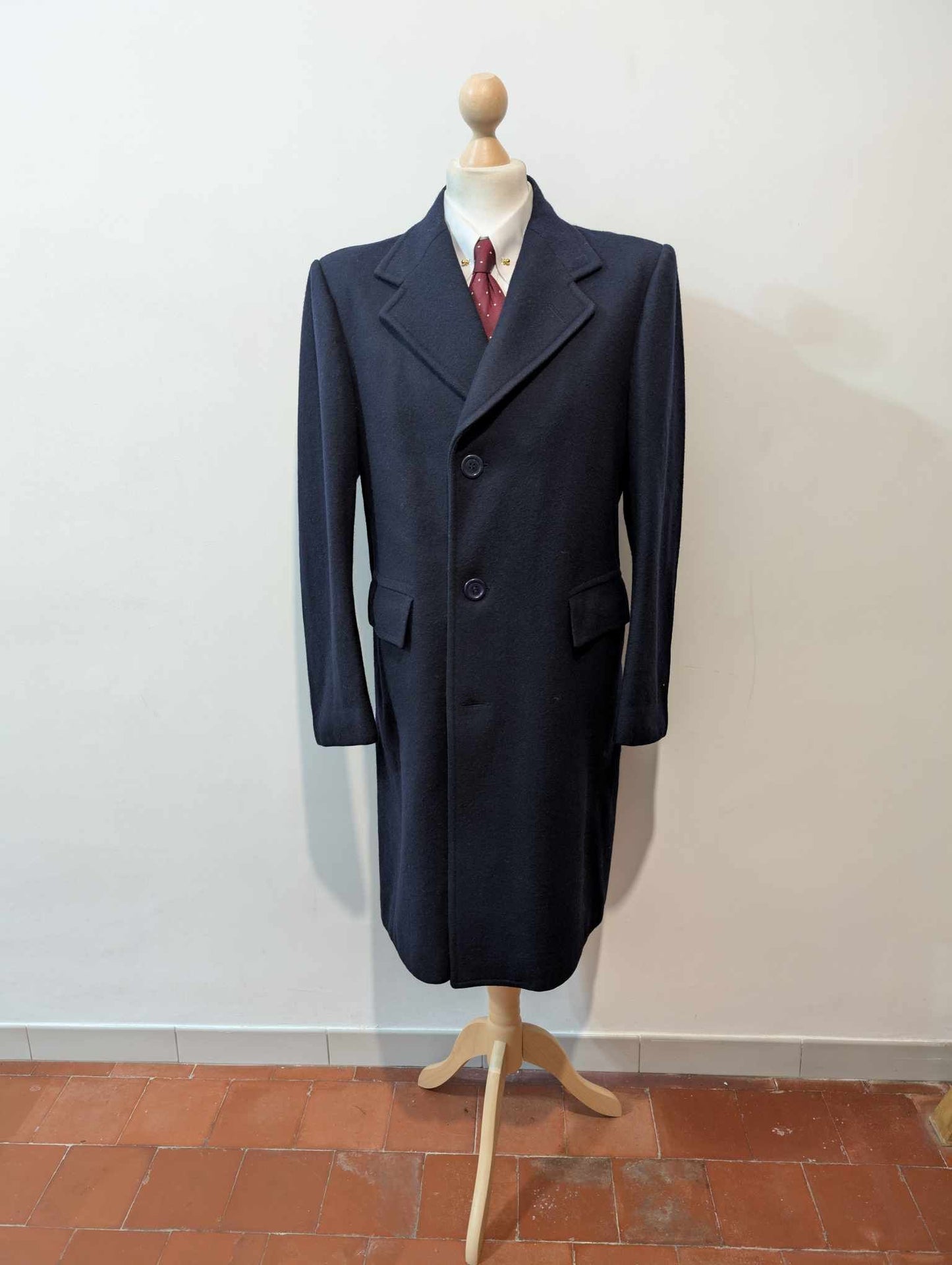 Classique manteau droit bleu marine en laine