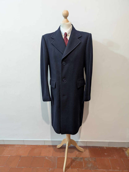 Classique manteau droit bleu marine en laine