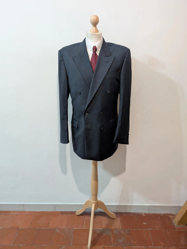 Ravissant costume croisé bleu marine en laine