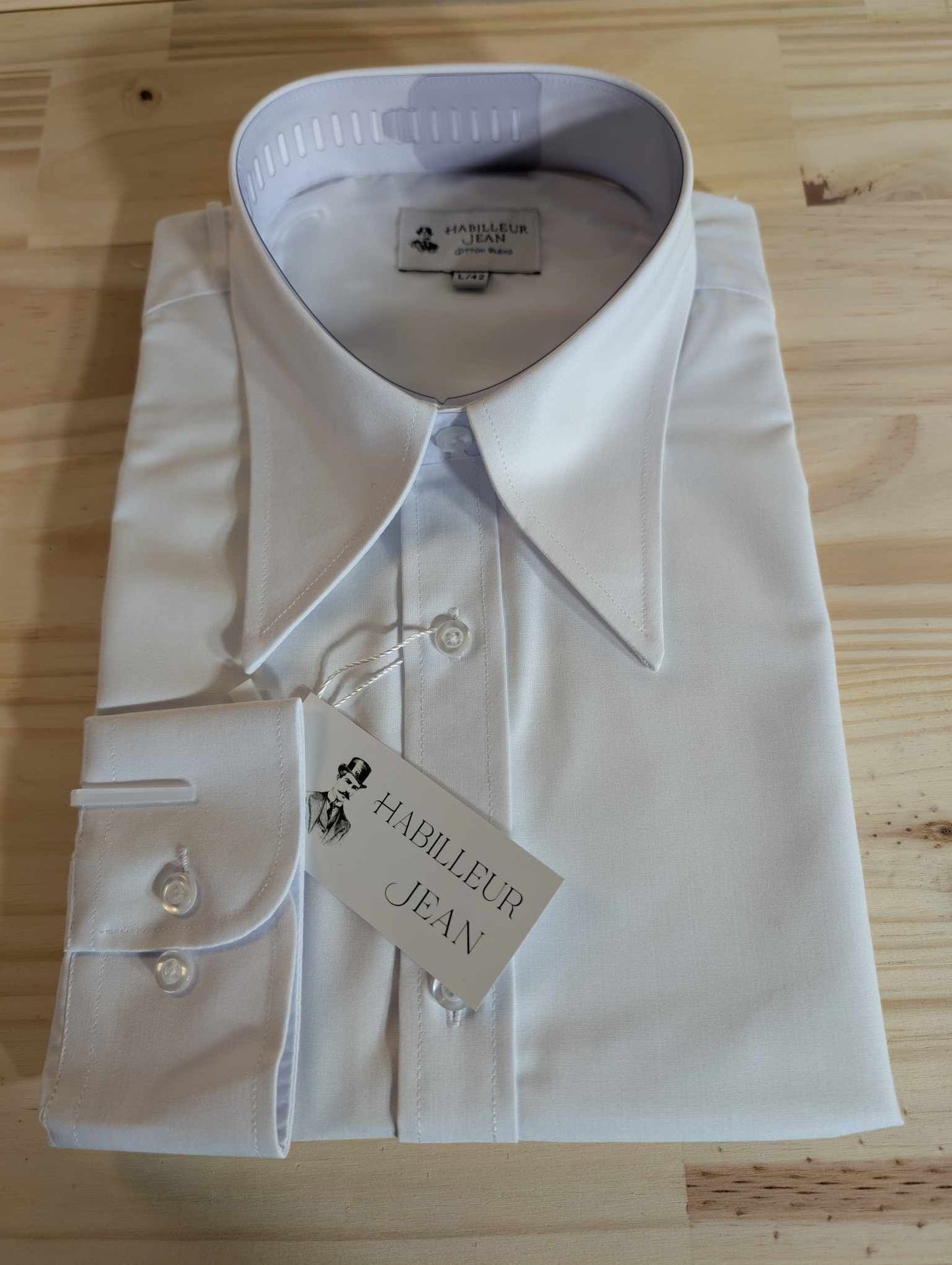 Cotton blend point collar shirt