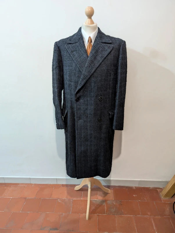 Wunderschöner marineblauer Tweedmantel