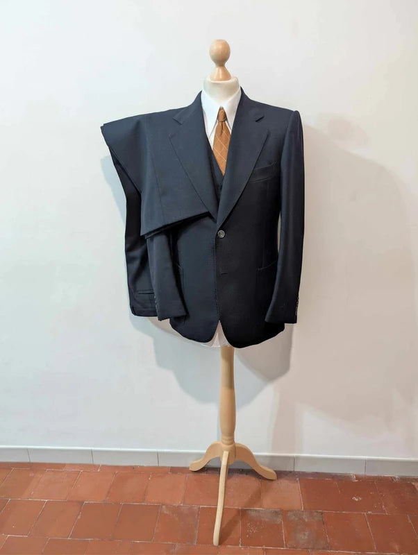 Eleganter marineblauer 3-teiliger Wollanzug