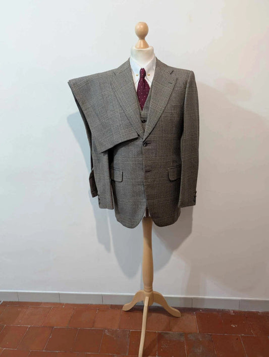 Majestueux costume 3 pièces marron gris